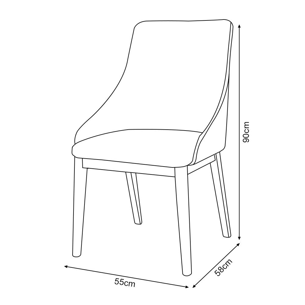 Kit 4 Cadeiras de Jantar Estofada Elisa Anatômica Linho Chumbo Base Madeira Maciça Mel - 5