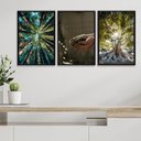 Ver imagem 1 de Kit 3 Quadros Decorativos Mãe Natureza 33x24cm - com Vidro:madeira Branca