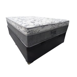 Cama Base Box Casal com Baú + Colchão Casal Molas Ensacadas Palermo Light 138x188x32 - Preto