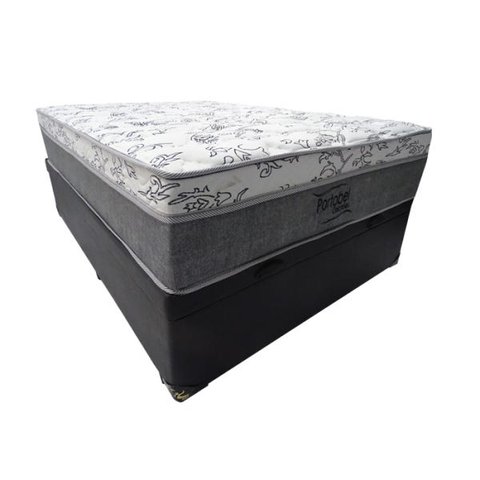 Cama Base Box Casal com Baú + Colchão Casal Molas Ensacadas Palermo Light 138x188x32 - Preto