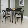 Mesa Jantar Redonda Preta Elen 110cm Hairpin com 4 Cadeiras Katrina Preta - 1