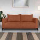 Ver imagem 1 de Sofá Living 3 Lugares com Pés de Ferro Almofadas Soltas 220cm Neso Bouclê Terracota G63 - Gran Belo