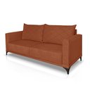 Ver imagem 2 de Sofá Living 3 Lugares com Pés de Ferro Almofadas Soltas 220cm Neso Bouclê Terracota G63 - Gran Belo