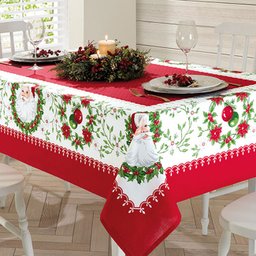 Toalha de Mesa Natal Retangular Estampada Athenas 6 Lugares - Dohler - Natal 91 - 2