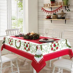 Toalha de Mesa Natal Retangular Estampada Athenas 6 Lugares - Dohler - Natal 91 - 1