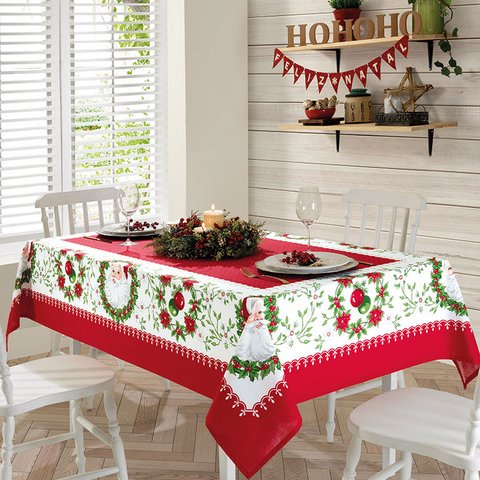 Toalha de Mesa Natal Retangular Estampada Athenas 6 Lugares - Dohler - Natal 91