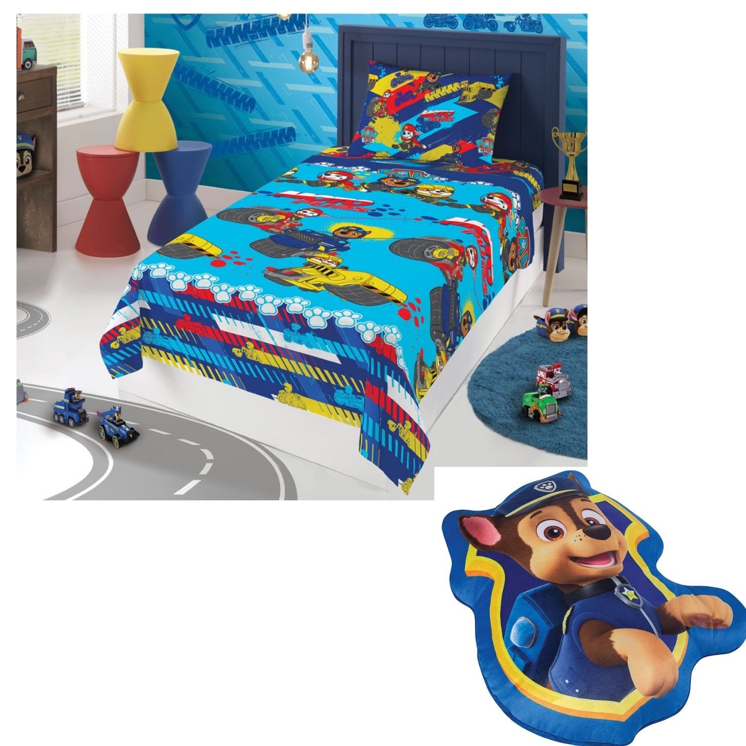 Jogo De Cama Patrulha Canina Menino E Almofada Chase Lepper ...