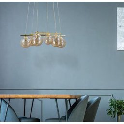 Pendente Bella Iluminação Asta Bolas Dourado 6 Lâmpadas - 2