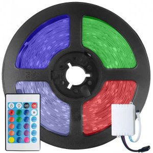 Fita LED 5050 RGB Colorida 300 Leds 5 Metros 12V IP65 + Controle Remoto