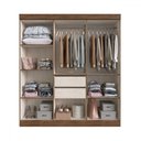 Ver imagem 3 de Guarda-roupa Casal New Xangai 6 Portas 2 Gavetas 100% Mdf Off White/nogueira - Doripel