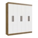 Ver imagem 2 de Guarda-roupa Casal New Xangai 6 Portas 2 Gavetas 100% Mdf Off White/nogueira - Doripel
