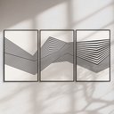 Ver imagem 2 de Quadro Decorativo Abstrato Linhas Kit 3 Quadros