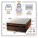 Ver imagem 3 de Conjunto Box Baú Super King Sirius Marrom 193x203x72 c/ Molas Ensacadas