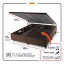 Ver imagem 4 de Conjunto Box Baú Super King Sirius Marrom 193x203x72 c/ Molas Ensacadas
