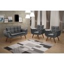 Ver imagem 1 de Conjunto Poltrona Namoradeira e 02 Poltronas Bella Pés em Madeira Bella Decor - Cinza Escuro Cód. 22