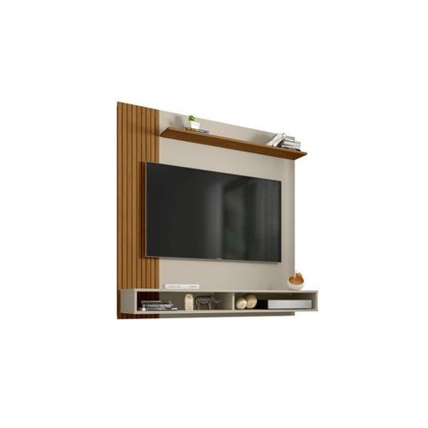 Painel Oslo Off-White/Cinamomo/Ripado - Móveis Bechara