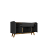 Aparador Buffet Sala Future 4 Portas 1 Gaveta Retrô Pés de Madeira Preto Fosco/cinamomo - 3