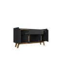 Ver imagem 3 de Aparador Buffet Sala Future 4 Portas 1 Gaveta Retrô Pés de Madeira Preto Fosco/cinamomo