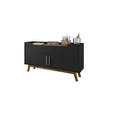 Ver imagem 1 de Aparador Buffet Sala Future 4 Portas 1 Gaveta Retrô Pés de Madeira Preto Fosco/cinamomo