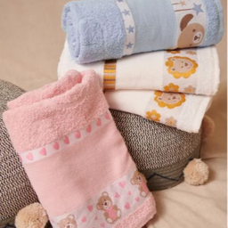 Toalha Banho Infantil Macia Kids Ponto Cruz 75x110cm:Branco - 5