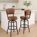 Ver imagem 1 de Kit 2 Banquetas Bar com Encosto Giratória Altura 65cm Cor Preta Assento Grosso Confortável Cor Whisk