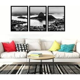 Kit 3 Quadros Decorativos Corcovado Rio de Janeiro Moldura - 2