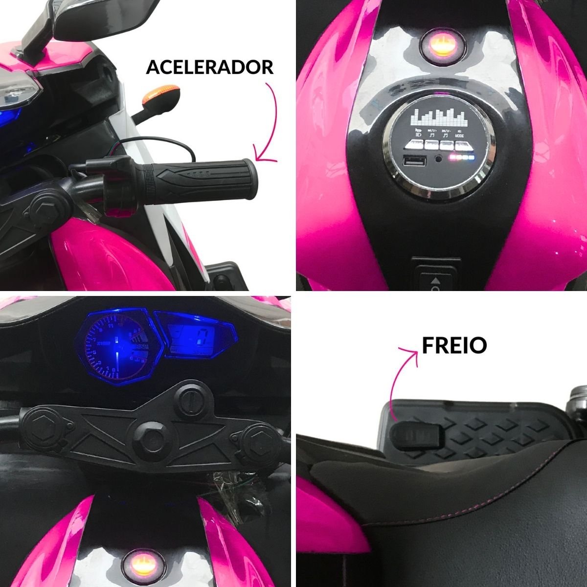 Mini Moto Motinha Elétrica Infantil 12v Roda Eva Som Farol Led Brinqway Bw300 - 4