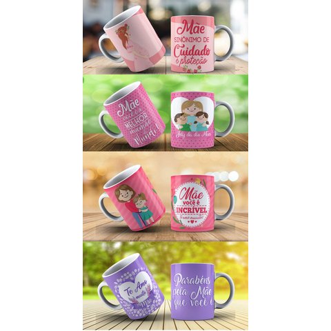 Kit com 4 Canecas Personalizadas Dia Das Mães