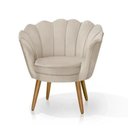Ver imagem 1 de Poltrona Decorativa Pétala Veludo Pês Palito de Madeira - Bege
