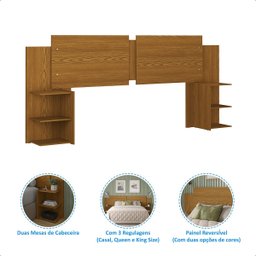 Mesa Cabeceira Extensível Cama Solteiro Casal Queen King Box:freijó-freijó/offwhite - 14