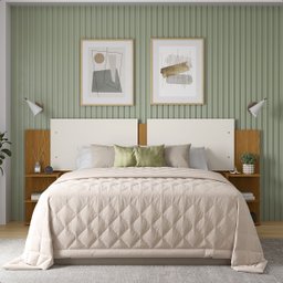 Mesa Cabeceira Extensível Cama Solteiro Casal Queen King Box:freijó-freijó/offwhite - 2