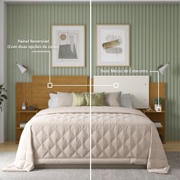 Mesa Cabeceira Extensível Cama Solteiro Casal Queen King Box:freijó-freijó/offwhite - 11