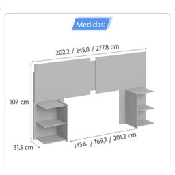 Mesa Cabeceira Extensível Cama Solteiro Casal Queen King Box:freijó-freijó/offwhite - 15