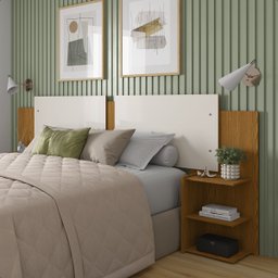 Mesa Cabeceira Extensível Cama Solteiro Casal Queen King Box:freijó-freijó/offwhite - 1