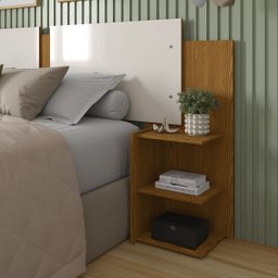 Mesa Cabeceira Extensível Cama Solteiro Casal Queen King Box:freijó-freijó/offwhite - 3