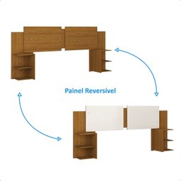 Mesa Cabeceira Extensível Cama Solteiro Casal Queen King Box:freijó-freijó/offwhite - 10
