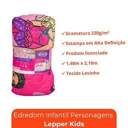 Edredom Solteiro Lepper Barbie Microfibra Dupla Face Estampado Rosa - 7