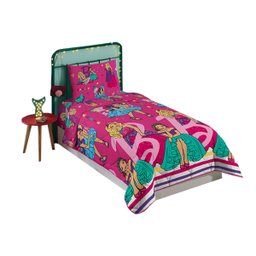 Edredom Solteiro Lepper Barbie Microfibra Dupla Face Estampado Rosa - 1
