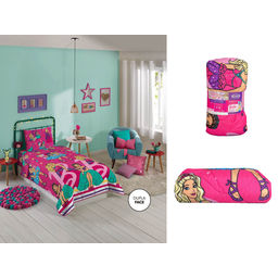 Edredom Solteiro Lepper Barbie Microfibra Dupla Face Estampado Rosa - 5