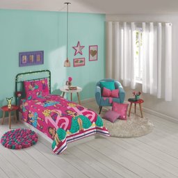 Edredom Solteiro Lepper Barbie Microfibra Dupla Face Estampado Rosa - 2