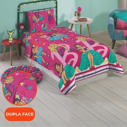 Edredom Solteiro Lepper Barbie Microfibra Dupla Face Estampado Rosa - 3