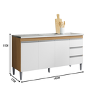 Ver imagem 4 de Balcão de Cozinha Gabinete 150cm Andréia sem Tampo Ajl Móveis:amêndoa Branco