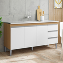 Ver imagem 2 de Balcão de Cozinha Gabinete 150cm Andréia sem Tampo Ajl Móveis:amêndoa Branco