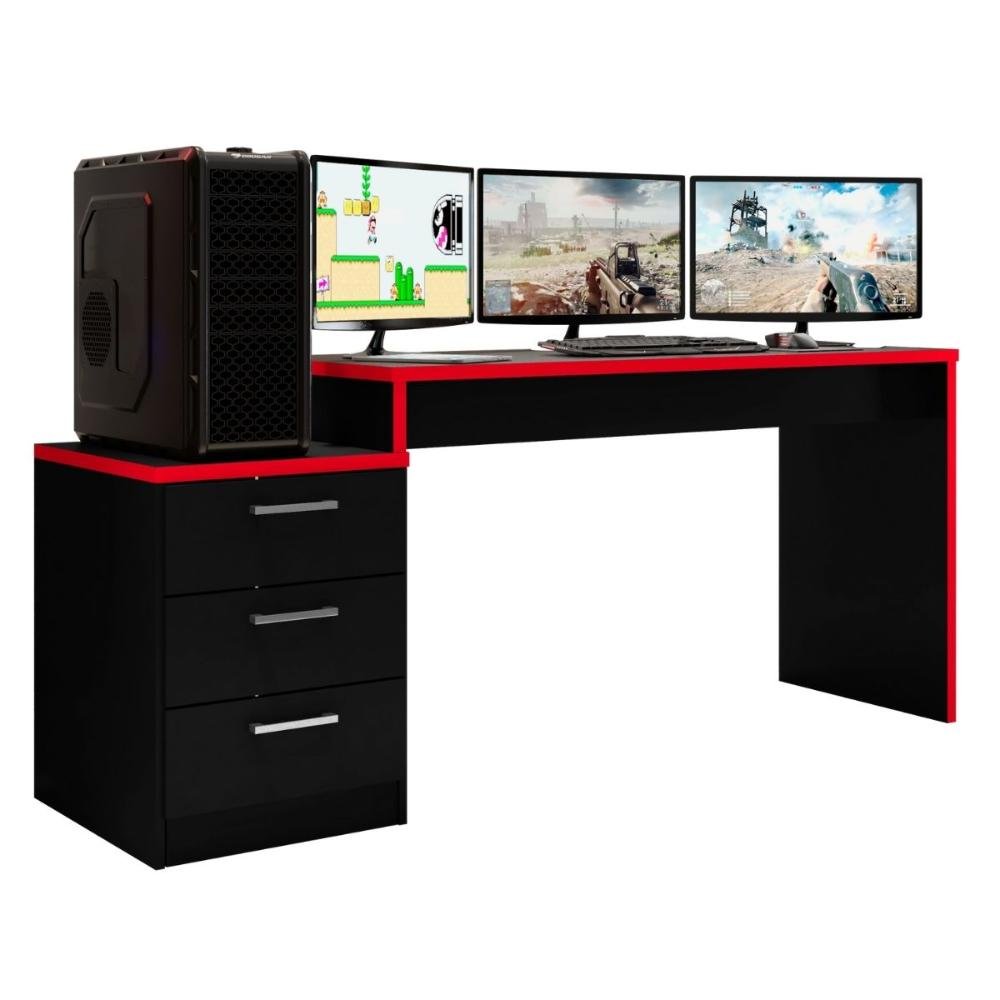 Mesa Gamer Para Computador Desk X5 - Preto /Vermelho - Larbelle - 2