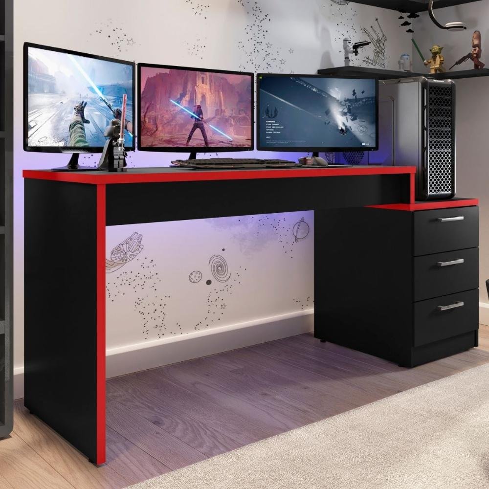 Mesa Gamer Para Computador Desk X5 - Preto /Vermelho - Larbelle - 1