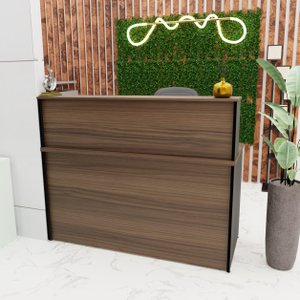 Balcão Atendimento Recepção Consultório 1200x600 C/gaveteiro - Nogal