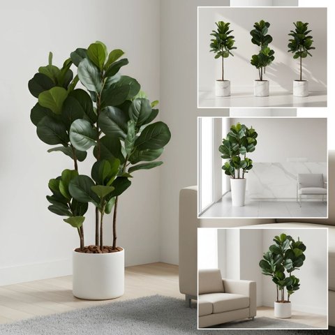 2 Árvores Ficus Lyrata Artificial Charme e Frescor Permanente para Decoração Residencial e Comercial