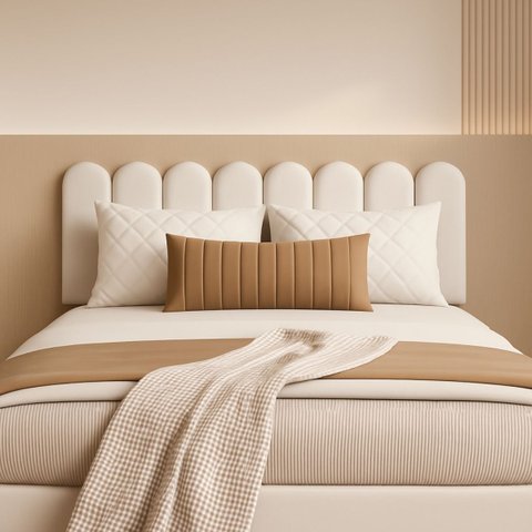 Cabeceira Nuvem Estofada Queen Size 8 Placas em Suede 45cm:branco