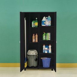 Armário Multiuso Ditália 2 Portas com Rodízios AR-70 Preto - 6