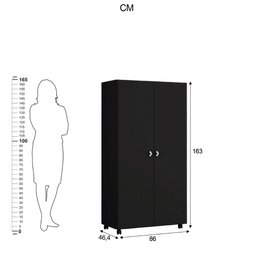 Armário Multiuso Ditália 2 Portas com Rodízios AR-70 Preto - 5